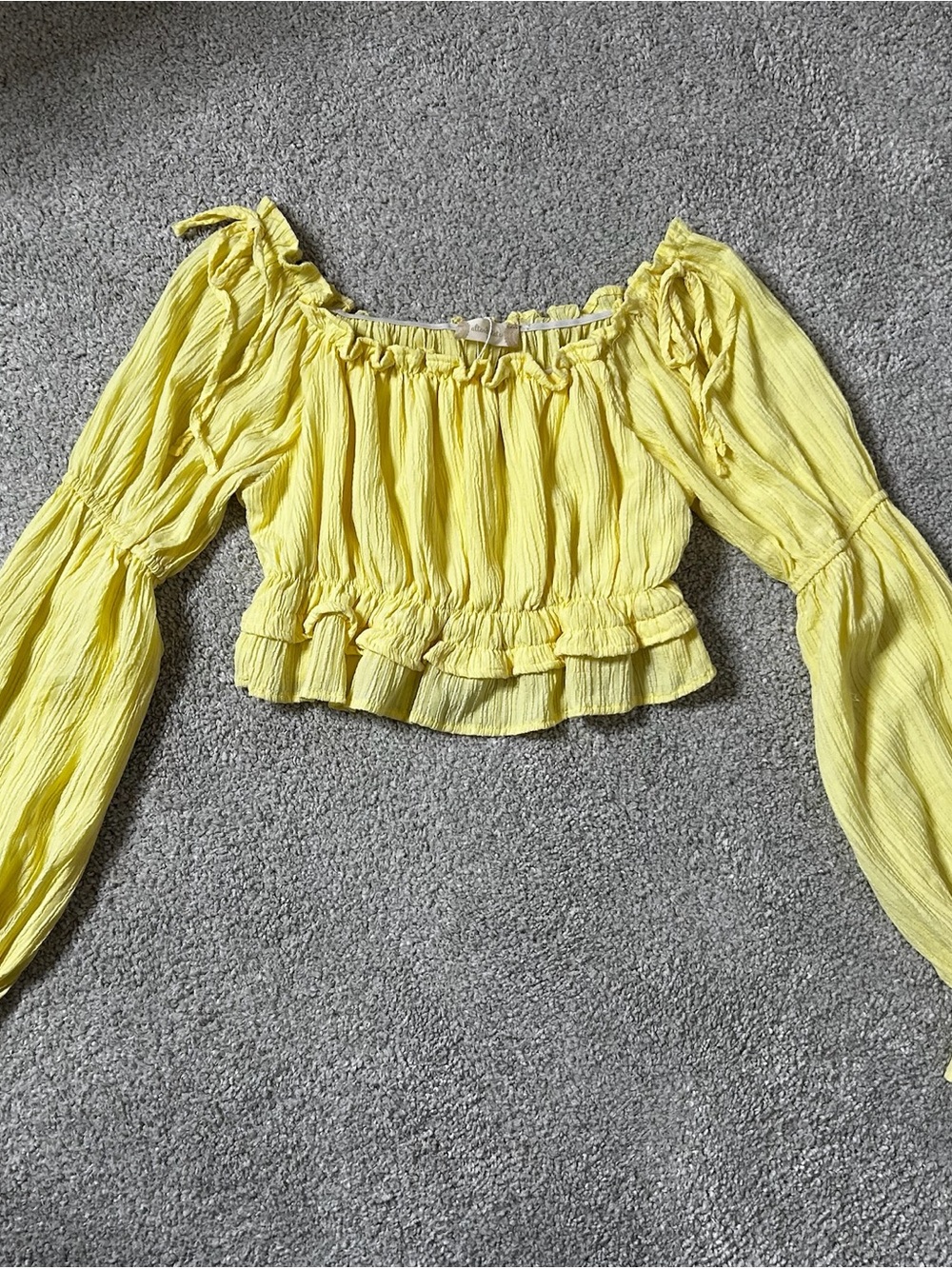 Altar'd State Bright Yellow Ruffled Off-Shoulder Peasant Top